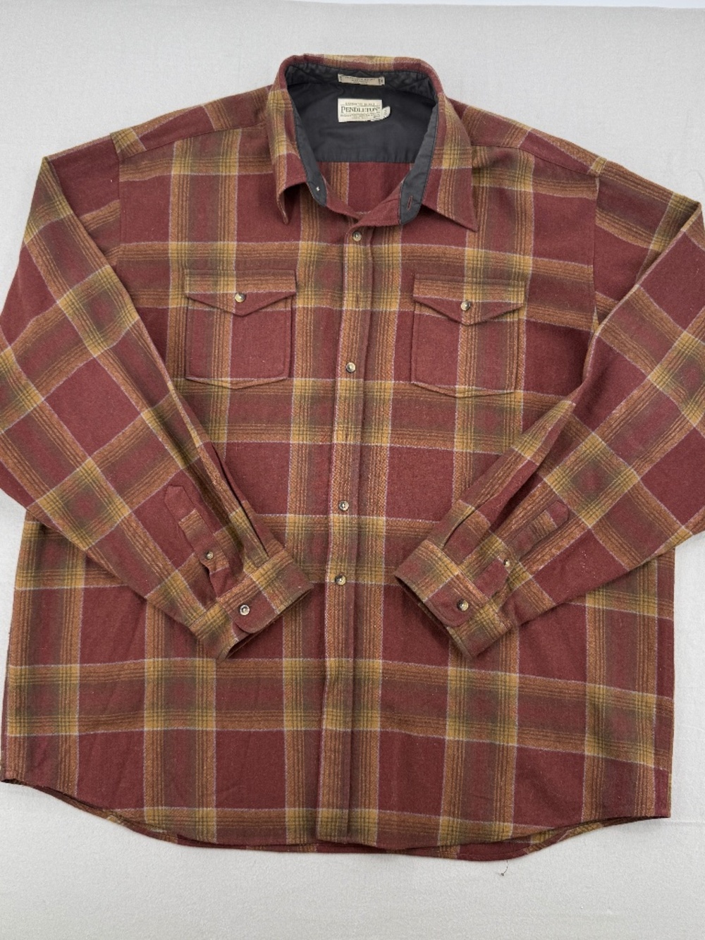 Pendleton Outdoor Shirt Washable 100% Wool Plaid Flannel Outdoors Men 3XL Long